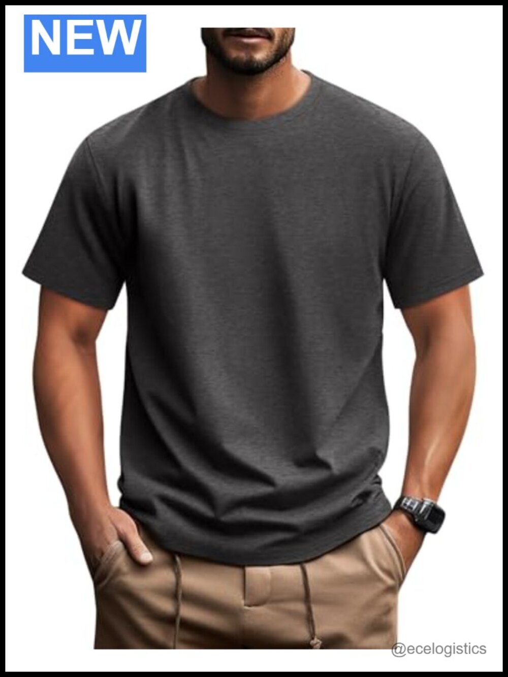 Men's Big and Tall Oversized Cotton Blend T-Shirt Crew Neck Loose Fit Short